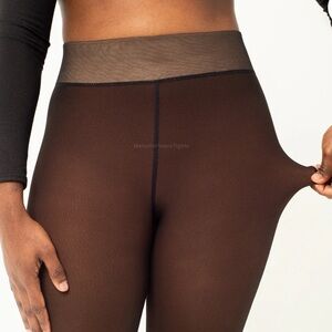 Melanin Womens Fleece Lined Tights in Chocolate Size 2XL-3XL